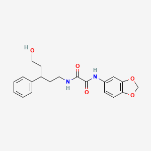 molecular formula C20H22N2O5 B3012948 N1-(benzo[d][1,3]dioxol-5-yl)-N2-(5-hydroxy-3-phenylpentyl)oxalamide CAS No. 1790195-62-8