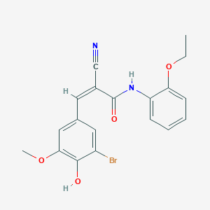 (Z)-3-(3-Bromo-4-hydroxy-5-methoxyphenyl)-2-cyano-N-(2-ethoxyphenyl)prop-2-enamide