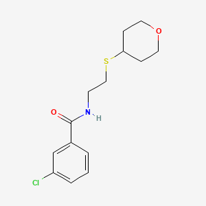 molecular formula C14H18ClNO2S B3012964 3-chloro-N-[2-(oxan-4-ylsulfanyl)ethyl]benzamide CAS No. 2034263-56-2