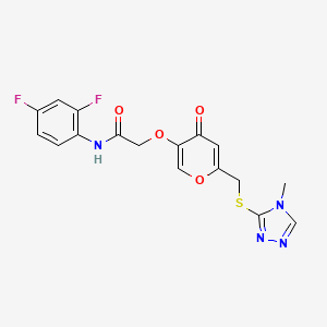 molecular formula C17H14F2N4O4S B3012994 N-(2,4-difluorophenyl)-2-((6-(((4-methyl-4H-1,2,4-triazol-3-yl)thio)methyl)-4-oxo-4H-pyran-3-yl)oxy)acetamide CAS No. 899745-27-8