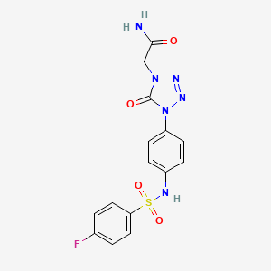 molecular formula C15H13FN6O4S B3012997 2-(4-(4-(4-氟苯磺酰胺)苯基)-5-氧代-4,5-二氢-1H-四唑-1-基)乙酰胺 CAS No. 1396848-78-4