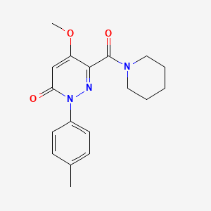 molecular formula C18H21N3O3 B3012998 5-Methoxy-2-(4-methylphenyl)-6-(piperidine-1-carbonyl)pyridazin-3-one CAS No. 946380-18-3