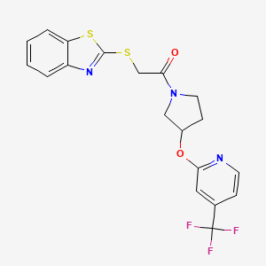 molecular formula C19H16F3N3O2S2 B3013010 2-(Benzo[d]thiazol-2-ylthio)-1-(3-((4-(trifluoromethyl)pyridin-2-yl)oxy)pyrrolidin-1-yl)ethanone CAS No. 2034470-99-8