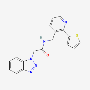 2-(1H-benzo[d][1,2,3]triazol-1-yl)-N-((2-(thiophen-2-yl)pyridin-3-yl)methyl)acetamide