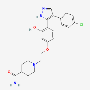1-(2-(4-(4-(4-chlorophenyl)-1H-pyrazol-3-yl)-3-hydroxyphenoxy)ethyl)piperidine-4-carboxamide