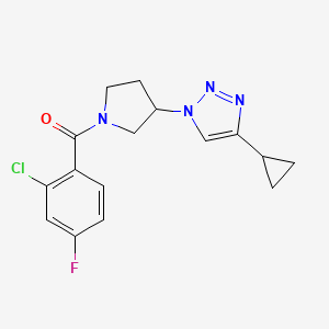 molecular formula C16H16ClFN4O B3013034 (2-氯-4-氟苯基)(3-(4-环丙基-1H-1,2,3-三唑-1-基)吡咯烷-1-基)甲酮 CAS No. 2034302-33-3