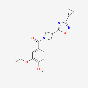 molecular formula C19H23N3O4 B3013035 (3-(3-Cyclopropyl-1,2,4-oxadiazol-5-yl)azetidin-1-yl)(3,4-diethoxyphenyl)methanone CAS No. 1396714-79-6