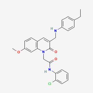 molecular formula C27H26ClN3O3 B3013037 N-(2-chlorophenyl)-2-(3-(((4-ethylphenyl)amino)methyl)-7-methoxy-2-oxoquinolin-1(2H)-yl)acetamide CAS No. 893785-12-1