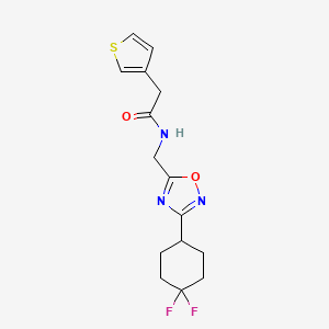 molecular formula C15H17F2N3O2S B3013038 N-((3-(4,4-二氟环己基)-1,2,4-恶二唑-5-基)甲基)-2-(噻吩-3-基)乙酰胺 CAS No. 2034334-82-0