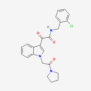 molecular formula C23H22ClN3O3 B3013041 N-[(2-氯苯基)甲基]-2-氧代-2-[1-(2-氧代-2-吡咯烷-1-基乙基)吲哚-3-基]乙酰胺 CAS No. 872849-06-4