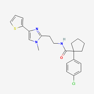 1-(4-chlorophenyl)-N-(2-(1-methyl-4-(thiophen-2-yl)-1H-imidazol-2-yl)ethyl)cyclopentanecarboxamide