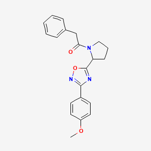 molecular formula C21H21N3O3 B3013046 3-(4-Methoxyphenyl)-5-[1-(phenylacetyl)pyrrolidin-2-yl]-1,2,4-oxadiazole CAS No. 1795181-20-2
