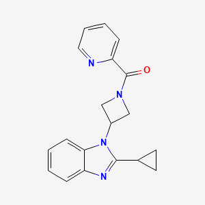 molecular formula C19H18N4O B3013047 [3-(2-Cyclopropylbenzimidazol-1-yl)azetidin-1-yl]-pyridin-2-ylmethanone CAS No. 2379986-37-3