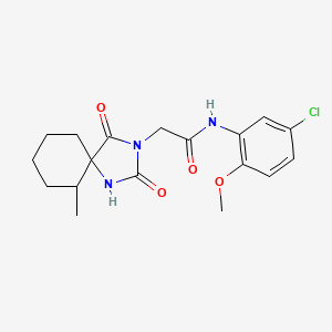 molecular formula C18H22ClN3O4 B3013048 N-(5-chloro-2-methoxyphenyl)-2-(6-methyl-2,4-dioxo-1,3-diazaspiro[4.5]decan-3-yl)acetamide CAS No. 938948-72-2