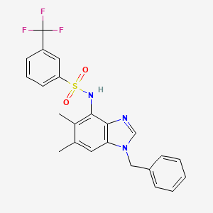 molecular formula C23H20F3N3O2S B3013050 N-(1-benzyl-5,6-dimethyl-1H-1,3-benzimidazol-4-yl)-3-(trifluoromethyl)benzenesulfonamide CAS No. 338410-69-8