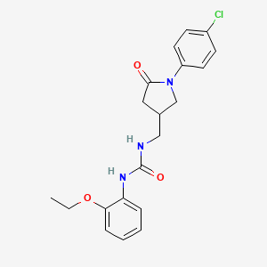 molecular formula C20H22ClN3O3 B3013053 1-((1-(4-Chlorophenyl)-5-oxopyrrolidin-3-yl)methyl)-3-(2-ethoxyphenyl)urea CAS No. 954660-03-8