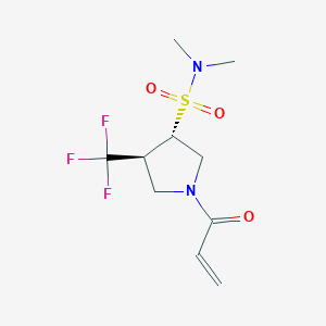 molecular formula C10H15F3N2O3S B3013064 (3S,4S)-N,N-dimethyl-1-(prop-2-enoyl)-4-(trifluoromethyl)pyrrolidine-3-sulfonamide CAS No. 2093993-31-6