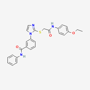 molecular formula C26H24N4O3S B3013065 3-[2-({[(4-ethoxyphenyl)carbamoyl]methyl}sulfanyl)-1H-imidazol-1-yl]-N-phenylbenzamide CAS No. 1115336-39-4