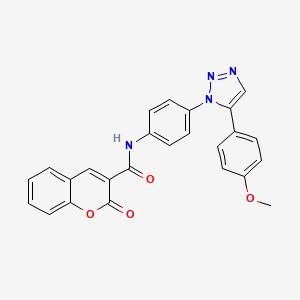 molecular formula C25H18N4O4 B3013069 N-(4-(5-(4-甲氧基苯基)-1H-1,2,3-三唑-1-基)苯基)-2-氧代-2H-色烯-3-甲酰胺 CAS No. 689268-34-6
