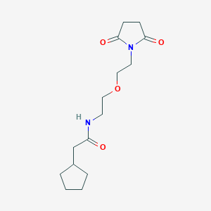 molecular formula C15H24N2O4 B3013072 2-环戊基-N-(2-(2-(2,5-二氧代吡咯烷-1-基)乙氧基)乙基)乙酰胺 CAS No. 2034391-97-2