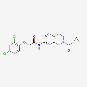 molecular formula C21H20Cl2N2O3 B3013073 N-(2-(cyclopropanecarbonyl)-1,2,3,4-tetrahydroisoquinolin-7-yl)-2-(2,4-dichlorophenoxy)acetamide CAS No. 955645-03-1