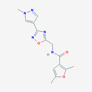 molecular formula C14H15N5O3 B3013075 2,5-二甲基-N-((3-(1-甲基-1H-吡唑-4-基)-1,2,4-恶二唑-5-基)甲基)呋喃-3-甲酰胺 CAS No. 2034559-54-9