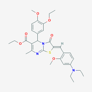 molecular formula C31H37N3O6S B301308 ethyl 2-[4-(diethylamino)-2-methoxybenzylidene]-5-(3-ethoxy-4-methoxyphenyl)-7-methyl-3-oxo-2,3-dihydro-5H-[1,3]thiazolo[3,2-a]pyrimidine-6-carboxylate 