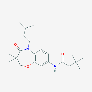 molecular formula C22H34N2O3 B3013092 N-(5-异戊基-3,3-二甲基-4-氧代-2,3,4,5-四氢苯并[b][1,4]恶杂环-8-基)-3,3-二甲基丁酰胺 CAS No. 921811-54-3