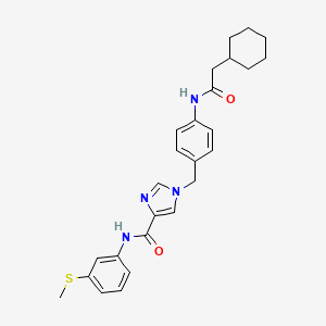 molecular formula C26H30N4O2S B3013105 1-(4-(2-cyclohexylacetamido)benzyl)-N-(3-(methylthio)phenyl)-1H-imidazole-4-carboxamide CAS No. 1251574-53-4