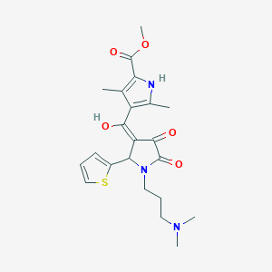 methyl 4-[(E)-[1-[3-(dimethylamino)propyl]-4,5-dioxo-2-thiophen-2-ylpyrrolidin-3-ylidene]-hydroxymethyl]-3,5-dimethyl-1H-pyrrole-2-carboxylate