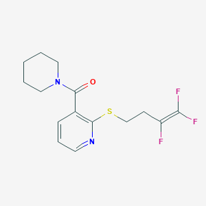 molecular formula C15H17F3N2OS B3013118 Piperidino{2-[(3,4,4-trifluoro-3-butenyl)sulfanyl]-3-pyridinyl}methanone CAS No. 339106-90-0