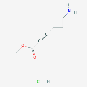 molecular formula C8H12ClNO2 B3013127 Methyl 3-(3-aminocyclobutyl)prop-2-ynoate;hydrochloride CAS No. 2411236-19-4