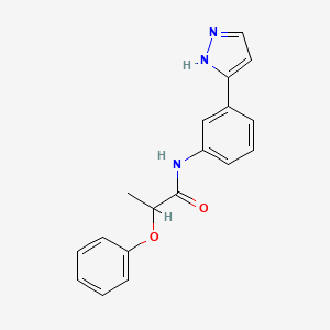 molecular formula C18H17N3O2 B3013129 2-phenoxy-N-[3-(1H-pyrazol-5-yl)phenyl]propanamide CAS No. 1187015-21-9