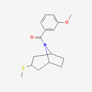 molecular formula C16H21NO2S B3013140 (3-methoxyphenyl)((1R,5S)-3-(methylthio)-8-azabicyclo[3.2.1]octan-8-yl)methanone CAS No. 1705307-52-3