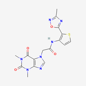 2-(1,3-Dimethyl-2,6-dioxopurin-7-yl)-N-[2-(3-methyl-1,2,4-oxadiazol-5-yl)thiophen-3-yl]acetamide