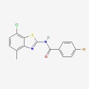 molecular formula C15H10BrClN2OS B3013147 4-bromo-N-(7-chloro-4-methyl-1,3-benzothiazol-2-yl)benzamide CAS No. 941922-64-1