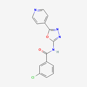molecular formula C14H9ClN4O2 B3013151 3-chloro-N-(5-pyridin-4-yl-1,3,4-oxadiazol-2-yl)benzamide CAS No. 887868-49-7