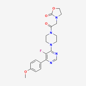 3-[2-[4-[5-Fluoro-6-(4-methoxyphenyl)pyrimidin-4-yl]piperazin-1-yl]-2-oxoethyl]-1,3-oxazolidin-2-one