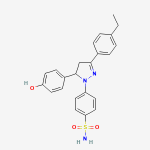 molecular formula C23H23N3O3S B3013160 4-(3-(4-ethylphenyl)-5-(4-hydroxyphenyl)-4,5-dihydro-1H-pyrazol-1-yl)benzenesulfonamide CAS No. 941897-40-1
