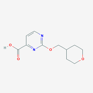 molecular formula C11H14N2O4 B3013165 2-;(Tetrahydro-2H-pyran-4-yl)methoxy=pyrimidine-4-carboxylic acid CAS No. 1937917-83-3