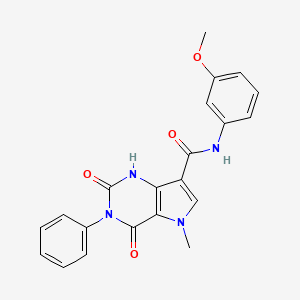 molecular formula C21H18N4O4 B3013166 N-(3-甲氧基苯基)-5-甲基-2,4-二氧代-3-苯基-2,3,4,5-四氢-1H-吡咯并[3,2-d]嘧啶-7-甲酰胺 CAS No. 923185-58-4