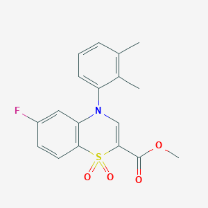 molecular formula C18H16FNO4S B3013171 methyl 4-(2,3-dimethylphenyl)-6-fluoro-4H-1,4-benzothiazine-2-carboxylate 1,1-dioxide CAS No. 1358356-51-0