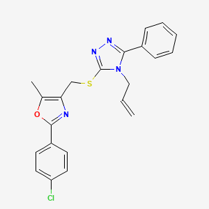 molecular formula C22H19ClN4OS B3013172 4-(((4-烯丙基-5-苯基-4H-1,2,4-三唑-3-基)硫代)甲基)-2-(4-氯苯基)-5-甲基恶唑 CAS No. 1112383-70-6