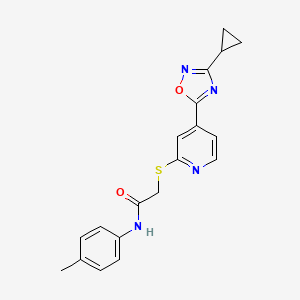 molecular formula C19H18N4O2S B3013174 2-((4-(3-环丙基-1,2,4-恶二唑-5-基)吡啶-2-基)硫代)-N-(对甲苯基)乙酰胺 CAS No. 1251587-80-0