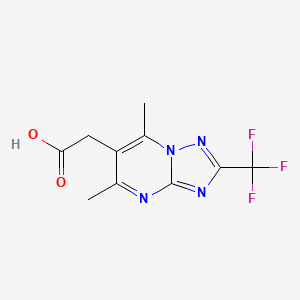 molecular formula C10H9F3N4O2 B3013175 2-[5,7-二甲基-2-(三氟甲基)-[1,2,4]三唑并[1,5-a]嘧啶-6-基]乙酸 CAS No. 929974-79-8
