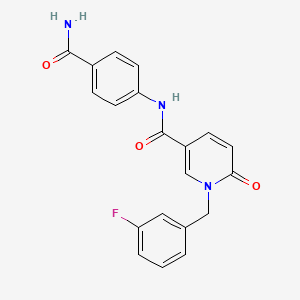 molecular formula C20H16FN3O3 B3013182 N-(4-氨基羰基苯基)-1-[(3-氟苯基)甲基]-6-氧代吡啶-3-甲酰胺 CAS No. 941953-85-1