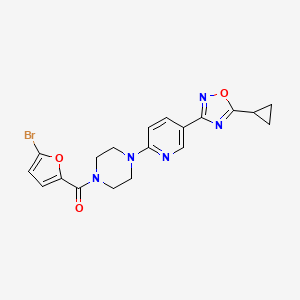 molecular formula C19H18BrN5O3 B3013188 (5-Bromofuran-2-yl)(4-(5-(5-cyclopropyl-1,2,4-oxadiazol-3-yl)pyridin-2-yl)piperazin-1-yl)methanone CAS No. 1234868-06-4