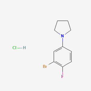 molecular formula C10H12BrClFN B3013204 1-(3-溴-4-氟苯基)吡咯烷；盐酸盐 CAS No. 2460751-25-9