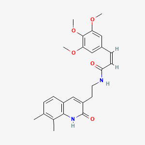 molecular formula C25H28N2O5 B3013205 (Z)-N-(2-(7,8-dimethyl-2-oxo-1,2-dihydroquinolin-3-yl)ethyl)-3-(3,4,5-trimethoxyphenyl)acrylamide CAS No. 851408-02-1