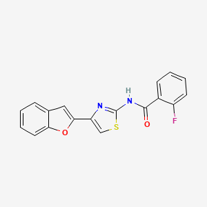 molecular formula C18H11FN2O2S B3013208 N-[4-(1-benzofuran-2-yl)-1,3-thiazol-2-yl]-2-fluorobenzamide CAS No. 941892-72-4